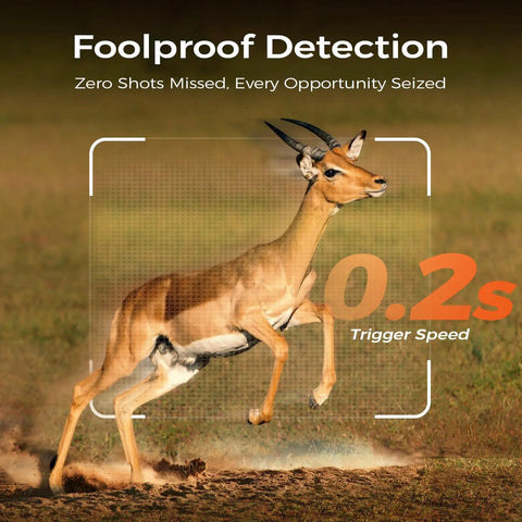 Hella Reliable LTE Cellular Trail Camera With 360 Degree Wide Angle And 2K Crisp Night Vision capturing a running antelope with fast trigger speed.