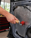 Top Shelf 2 In 1 Seam Roller Kit Featuring A Smooth 40Mm Silicone Roller and Slick 6Mm Brass Penny Wheel For Rock Solid PVC TPO EPDM Single Ply Roofing Vinyl Tarp Sealing No Sweat in use on soundproofing.