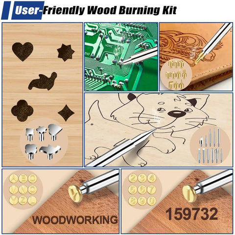 All In One Wood Burning Kit 163 Pcs With Pyrography Pen And Adjustable Temperature 28 Tips 26 Letters