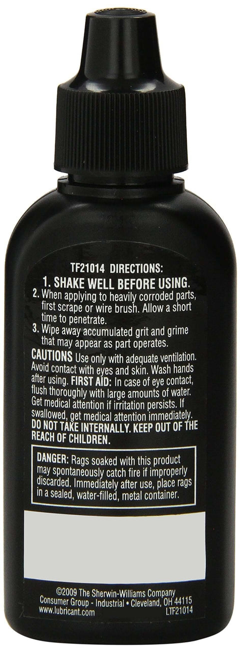 Back view of Biodegradable Soy Lubricant With PTFE Additives, 2 Oz Drip Bottle, Hand Charged Pump Spray, No Propellants, Slick Long Lasting Glide For Precision Mechanisms From Freezing To 475 Degrees Fahrenheit