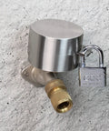 Heavy Duty Outdoor Faucet Lock Cover With Padlock For Standard Hose Bibs In Stainless Steel Water Spigot Lockout installed