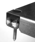 Close-up of the mounting bracket showing the screws for Heavy Duty Galvanized Metal Pegboard Rack Set Of Two 32 By 16 Inch Horizontal Wall Panels.