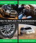 Solid Construction 10 Piece Front End Suspension Kit With Lower Control Arms Ball Joints Sway Bar Links And Tie Rod Ends For 2013 To 2020 Nissan Pathfinder shows vehicle and handling improvements.
