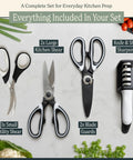 Heavy Duty Kitchen Shears With Built In Sharpener Multipurpose Stainless Steel Scissors For Food Prep Meat Seafood Poultry Veggies And More Durable Cutters With Lifetime Replacement Warranty set with 2 large, 1 small shears and blade guards