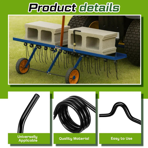 20 Pcs Dethatcher Replacement Spring Tines For Lawn Tractor Attachment with blocks on tow-behind lawn care tool