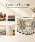 Straight Up 13 Inch Foldable Cube Storage Bin With Heavy Duty Handles For Closet Organization And Nursery Supplies Waterproof Flower Pattern Basket in versatile storage setting.