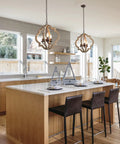 Cozy Farmhouse Orb Chandelier Handmade From Solid Wood With Openwork Quatrefoil And Bronze Rustic Arms For Dining Room, Kitchen