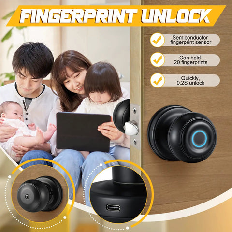 Smart Fingerprint Keyless Entry Door Lock With App Control For Home Hotel Office Apartment And Bedroom Black Two Pack