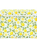 Heavy Duty Foldable Storage Bin With Secure Snap Lid And Wide Grip Handles For Bedroom Closet Organization Zero Clutter Space Saving Collapsible Fabric Container with lemon pattern.