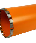 Close-up of Four Inch Diamond Turbo Core Drill Bit Hole Saw For Concrete And Masonry With Fourteen Inch Drill Depth And One And One Quarter Inch Arbor