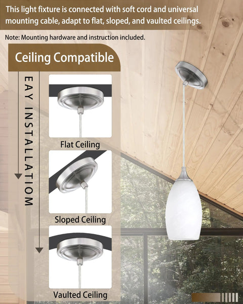Adjustable 3 Pack Indoor Mini Hanging Kitchen Island Pendant Lights With 4.75 Inch Frosted Glass Shade In Brushed Nickel