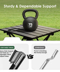 75 lbs kettlebell on Two Pack Ultra Light Portable Camping Table Foldable Car Tray Table With Carry Bag for camping.