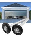 Two Pack Heavy Duty Nylon Garage Door Rollers With Dead Silent Bearing Construction And Rock Smooth Glide Action For No Sweat Track Replacement Jobs In Black, close-up with sleek garage background