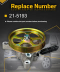 Direct Fit Power Steering Pump And Pulley Assembly For Honda Ridgeline V6 3.5L 2006 Through 2011 close-up view with golden pulley.