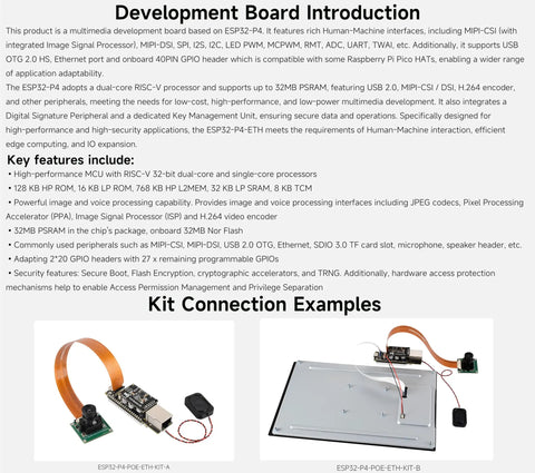 Killer P4 Based Development Board With 100 Mbps Ethernet RJ45 Port Rich Display Camera And Speaker Headers AI Speech Interaction Ready For Online Model Platforms Like ChatGPT DeepSeek Doubao And More setup examples and key features.