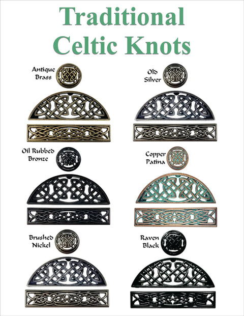Set Of 6 Heavy Duty Celtic Cabinet Pulls In Old Silver Top Shelf Vintage Cup Handles For Kitchen Drawers, featuring various finishes.