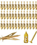 Drywall Anchors With Screws Kit 2026 Upgraded Direct Insertion Expansion Self Drilling, 50 pieces, brass colored with screws visible