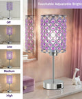 Touch Control Crystal Table Lamp Set Of 2 Black Nightstand Lamps With USB C And USB A Charging Ports Dimmable Bedside Decor