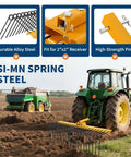 Tow Behind 60 Inch Dethatcher Rake With 21 Steel Tines For Tractors Category 1 Three-Point Hitch Yard Cleanup Attachment displayed on a field