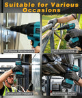 Cordless Brushless Rivet Gun Handles Heavy Duty Jobs Seamless Operation Straight Outta The Box Dependable Hardware For Weekend Warriors Functions Smooth With 18 Volt Packs LED lamp in use for home maintenance, yard maintenance, construction, and automobile repair.