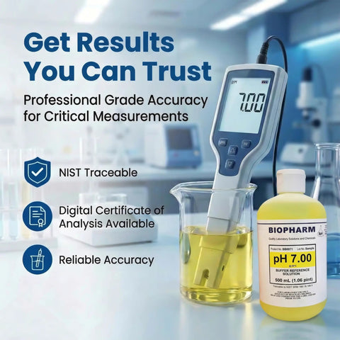 Pro Grade pH Buffer Calibration Solution Set Three Pack With pH 4.00 7.00 10.00 Buffers 500 mL Each Color Coded For Easy ID NIST Traceable For All pH Meters Ideal For Pharmaceutical Academic And Industrial Labs