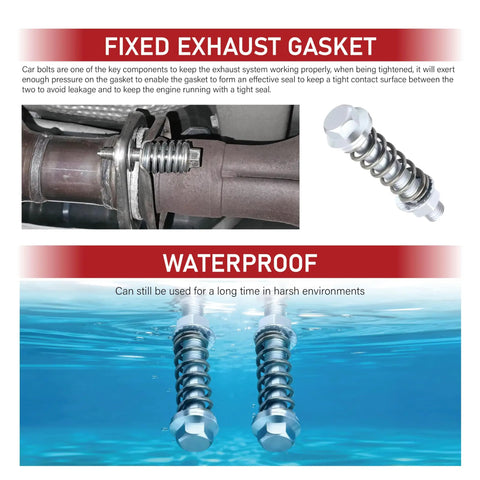 Heavy Duty M10 Exhaust Manifold Bolts And Spring Nuts Kit Heat Crush Proof Carbon Steel Fasteners for Cars Trucks Suv in water
