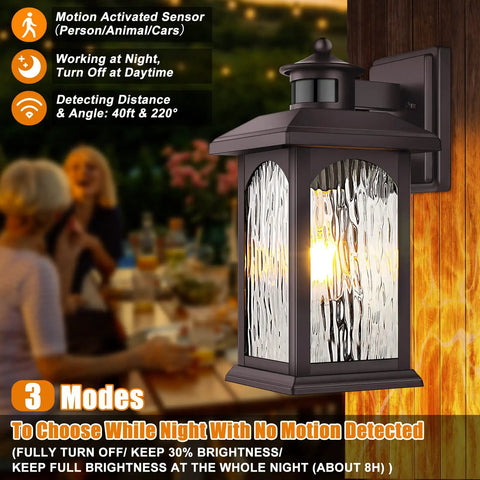 2 Pack Motion Sensor Outdoor Lights With Dusk To Dawn Sensor Oil Rubbed Bronze Waterproof Wall Sconces for entryway at night