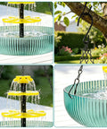 3 Tier Hanging Solar Bird Bath Fountain with Cascading Water Feature and 16.4 Foot Cord Large Bird Bowl Hanging in Garden