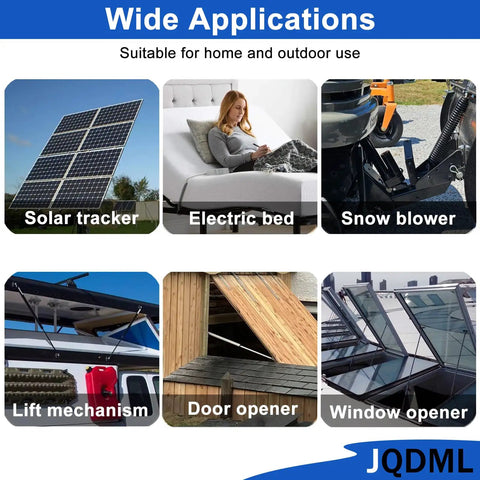Wide applications of 24 Volt Linear Actuator with 6 Inch Stroke and Rock Solid 440 Pound Push Pull Capability in various settings.