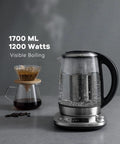 Electric Tea Kettle With Removable Infuser, 9 Preset Brewing Programs, Precise Temperature Control, borosilicate glass body, 1.7 L
