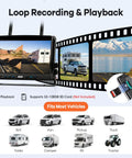 Dual Wireless Backup Camera System With 10.1 Inch HD Monitor showing loop recording feature with various vehicle silhouettes.