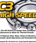 Top Shelf C3 Spindle Rebuild Bearing Kit With High Temp Synthetic Grease For Smooth Zero Turn Mower Performance showing close-up bearing detail.