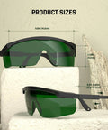 Heavy Hitter IPL Laser Safety Glasses With Anti Blue Light Filter For Hair Removal And Salon Procedures sizes displayed on a neutral background.