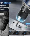 Heavy Duty 20 Volt Max Brushless Cordless Drill Kit With Badass 70 Newton Meter Torque And 1800 Rpm Speed For No Fuss Home Fixes Furniture Buildout And Everyday Diy Jobs Featuring Quick Change Keyless Chuck with metal keyless ratcheting chuck.