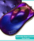 High Gloss Color Shift Auto Paint Basecoat Midcoat Gallon One Hundred Twenty Eight Ounces Ready To Roll With Slow Reducer showing a vibrant purple and blue color shift effect.