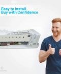 Easy Install Ice Maker Assembly For Samsung Refrigerators RF267 And RF268 Series displayed with smiling model thumbs up