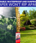 Heavy Duty Indoor Fly Strips With Stainless Hanging Hooks, Odor Free Sticky Bug Tape For Fruit Gnats And Houseflies in a garden setting with rain.