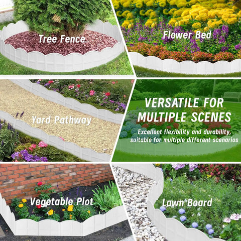 White 30 Foot Landscape Edging Kit With 30 Stakes For Lawn And Flower Bed Borders No Fuss Easy DIY Border System in garden setups
