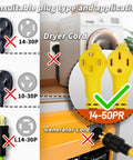 Image showing incompatible plugs for 3 Ft 50 Amp Nema 14-50 Rv Extension Cord For Ev Charging with correct usage highlighted.