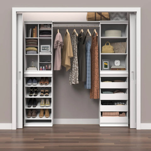 Versatile Modular Storage Shelf With Three Adjustable Shelves Stackable Closet Organizer featuring storage for clothes and shoes.