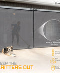 Product image of Keep It Breezy With This Hands Free Magnetic Garage Door Screen 9x8 Ft, showing durable fiberglass mesh blocking insects.