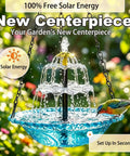 Hanging Solar Bird Bath Fountain With Glass Bowl Outdoor Garden Water Feature No Wiring Solar Pump Direct Sun Activated Gentle Flow For Hummingbirds Large Blue Hanging Bird Bath
