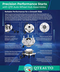 Infographic of QTE Auto Wheel Hub Assemblies featuring key product benefits and images of hub components.