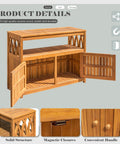 Weatherproof Acacia Wood Outdoor Storage Cabinet With Two Magnetic Doors And Three Level Storage in brown, doors open