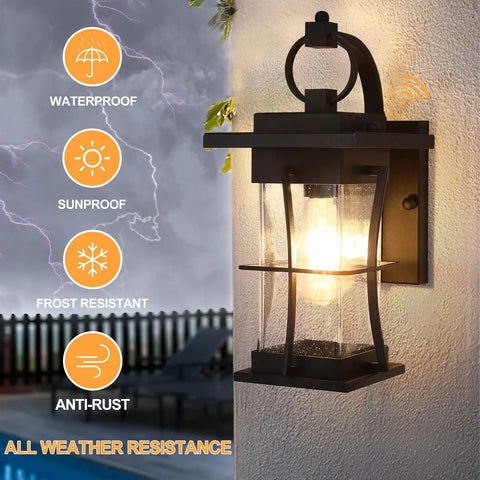 Smart Dusk To Dawn Outdoor Wall Light Fixture With Auto Sensor, waterproof anti-rust sconce, all-weather resistant