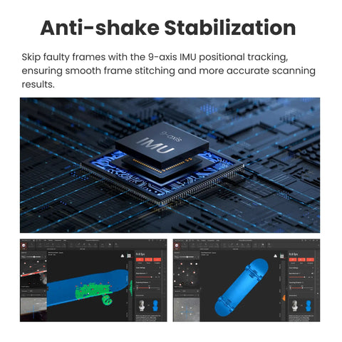 Top Shelf Handheld Laser Scanner Boasts Butter Smooth Movement And Dead On Accuracy For Fast Reverse Engineering showing 9-axis IMU on circuit board.