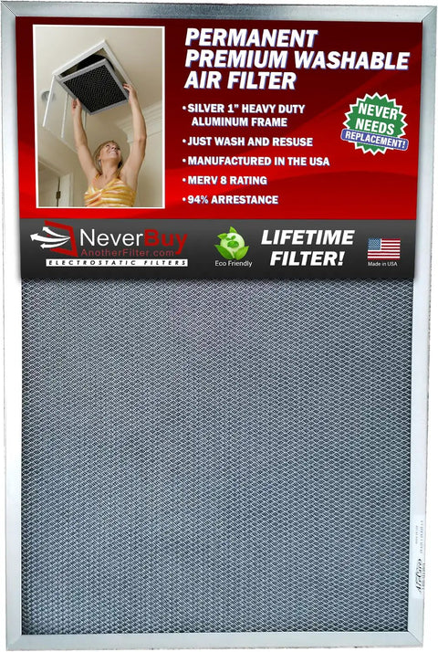 Ditch The Cheap Disposables With This Rock Solid Electrostatic Washable Permanent Furnace Air Filter 10x30x1 Reusable Silver Frame in use above a vent.