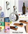 Collage of Pack Of 100 Multicolor Ceramic Cabinet Knobs And Drawer Pulls For Cabinets And Dressers Round Stripe Style Vintage Look.