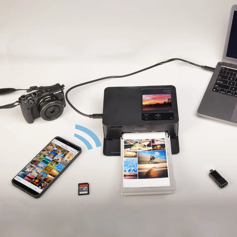 Selphy CP1500 Wireless Photo Printer In Black Ultra Portable Mini Printer With WiFi and smartphone connectivity setup printing photos