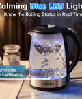 Clear Glass Electric Kettle 2L Fast Boil With Auto Shut Off Boil Dry Protection BPA Free Stainless Steel Lid And Base